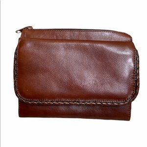 Dillards brown leather clutch /wristlet 8”x6.5”